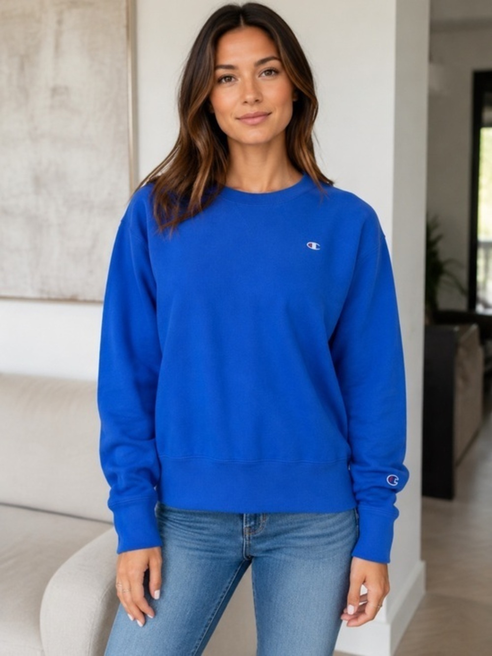Blue Champion crew neck sweatshirt